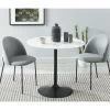 Table Ronde MONIKA Verre Effet Marbre Ronde 90cm Pied Noir