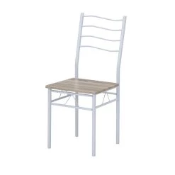 Ensemble Repas NINA Blanc Et Effet Chêne 4 Personnes 120cm -Meuble Déco Soldes ninablch table et 4 chaises 3