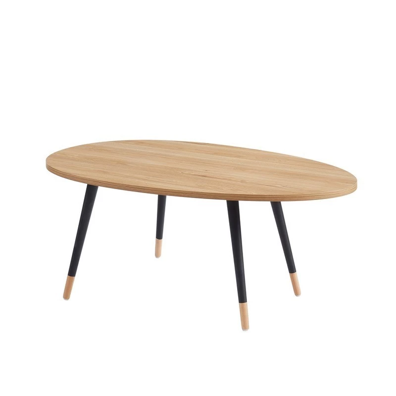 Table Basse ORGANIC Effet Chêne Pieds Noirs 98cm 5 Table Basse ORGANIC Effet Chêne Pieds Noirs 98cm – Image 5