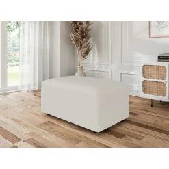 Pouf MILO Tissu Bouclette Blanc 1 Place