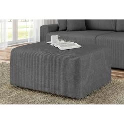 Pouf MILO Velours Côtelé Gris Souris 1 Place -Meuble Déco Soldes pouf milo velours cotele gris souris 1 place 4