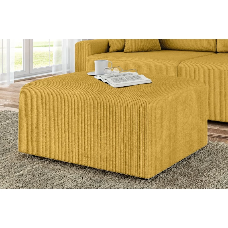 Pouf MILO Velours Côtelé Jaune 1 Place 5 Pouf MILO Velours Côtelé Jaune 1 Place – Image 5