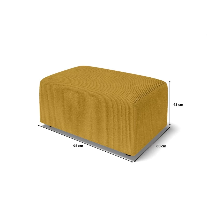 Pouf MILO Velours Côtelé Jaune 1 Place 6 Pouf MILO Velours Côtelé Jaune 1 Place – Image 6