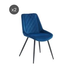 Lot De 2 Chaises ROMY Velours Bleu Pieds En Métal Noir -Meuble Déco Soldes romy02bu lot de 2 chaises 4