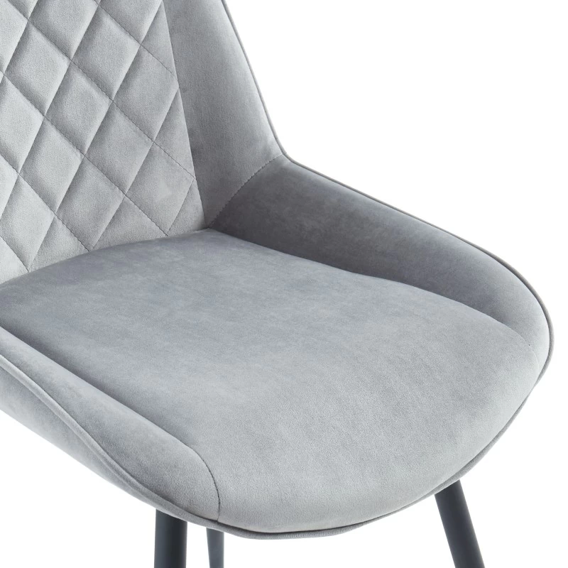 Lot De 2 Chaises ROMY Velours Gris Clair Pieds En Métal Noir 3 Lot De 2 Chaises ROMY Velours Gris Clair Pieds En Métal Noir – Image 3