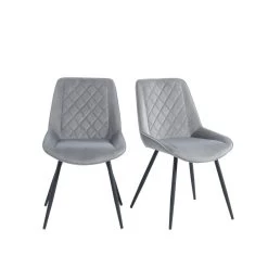 Lot De 2 Chaises ROMY Velours Gris Clair Pieds En Métal Noir 13 Lot De 2 Chaises ROMY Velours Gris Clair Pieds En Métal Noir -Meuble Déco Soldes romy02gr lot de 2 chaises 3