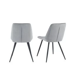 Lot De 2 Chaises ROMY Velours Gris Clair Pieds En Métal Noir 14 Lot De 2 Chaises ROMY Velours Gris Clair Pieds En Métal Noir -Meuble Déco Soldes romy02gr lot de 2 chaises 4