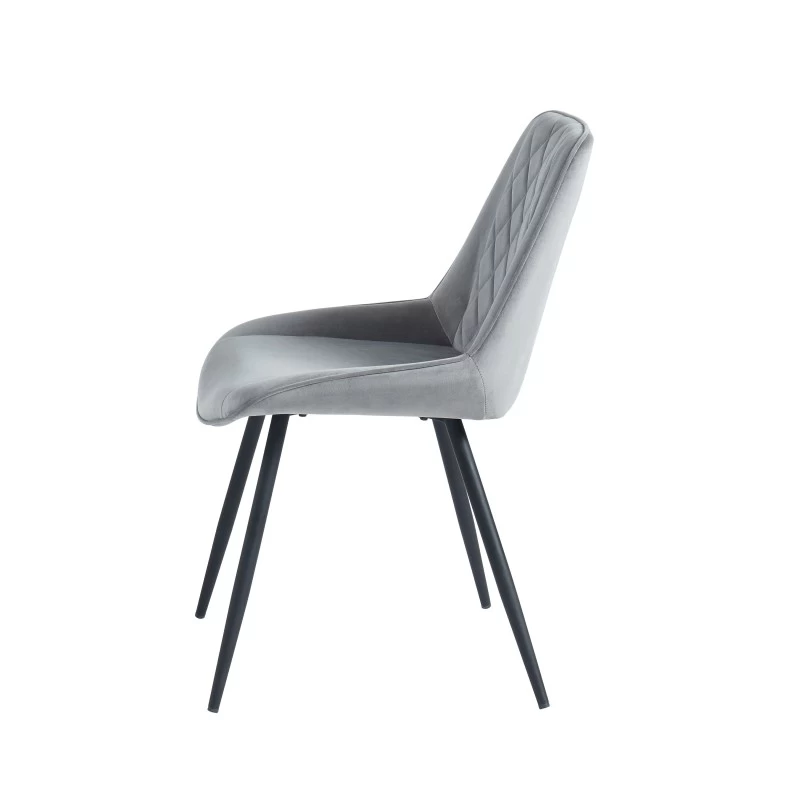 Lot De 2 Chaises ROMY Velours Gris Clair Pieds En Métal Noir 8 Lot De 2 Chaises ROMY Velours Gris Clair Pieds En Métal Noir – Image 8