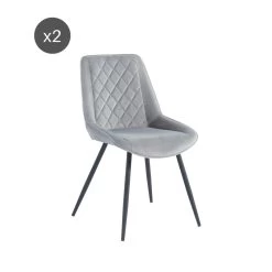 Lot De 2 Chaises ROMY Velours Gris Clair Pieds En Métal Noir 18 Lot De 2 Chaises ROMY Velours Gris Clair Pieds En Métal Noir -Meuble Déco Soldes romy02gr lot de 2 chaises 8
