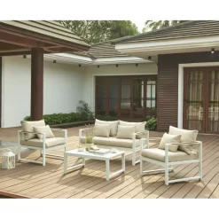 Salon De Jardin ALDO Aluminium 4 Places Coloris Blanc