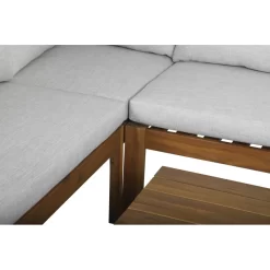 Salon De Jardin AUGUSTA En Bois D’acacia 5 Places Coussins Gris Clair -Meuble Déco Soldes salon de jardin augustanat en bois dacacia 5 places coussins beige 3