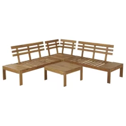 Salon De Jardin AUGUSTA En Bois D’acacia 5 Places Coussins Gris Clair -Meuble Déco Soldes salon de jardin augustanat en bois dacacia 5 places coussins beige 5