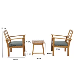 Salon De Jardin LOMA En Bois D'acacia Coloris Vert 2 Places -Meuble Déco Soldes salon de jardin loma en bois d acacia coloris vert 2 places 2