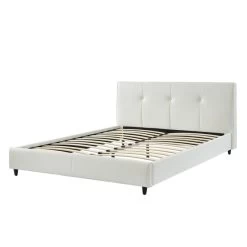 Lit SEGURA Simili Blanc 140x190 Sommier Inclus 9 Lit SEGURA Simili Blanc 140x190 Sommier Inclus -Meuble Déco Soldes segura140bl lit blanc 3