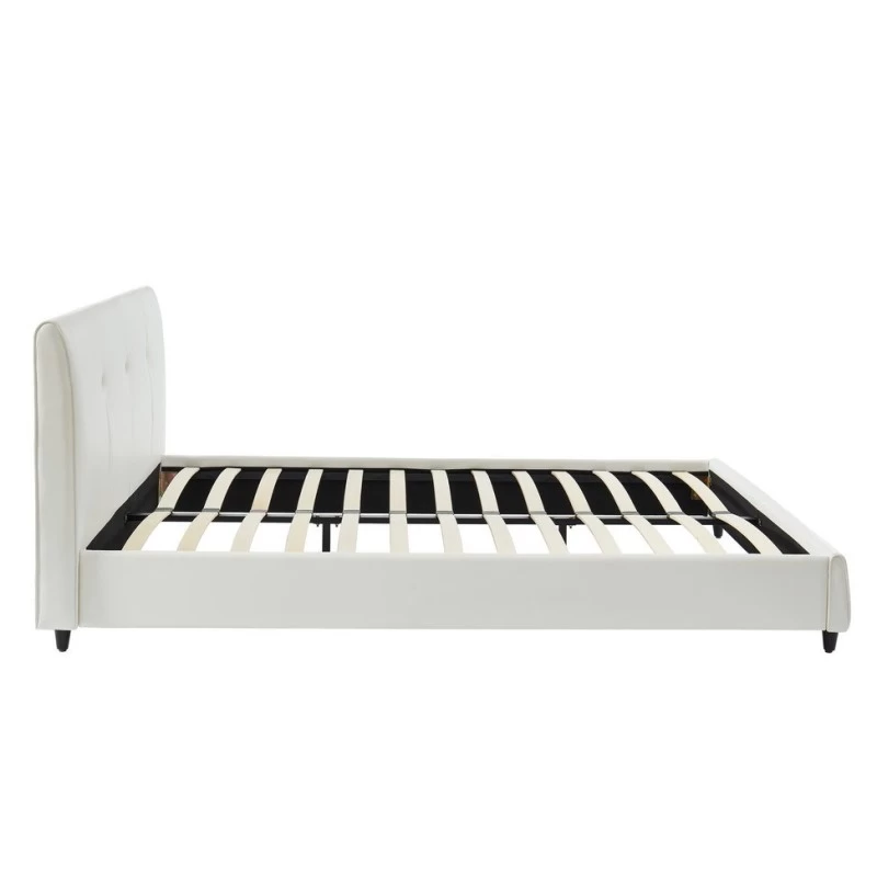 Lit SEGURA Simili Blanc 140x190 Sommier Inclus 5 Lit SEGURA Simili Blanc 140x190 Sommier Inclus – Image 5