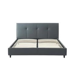Lit SEGURA Simili Gris 160x200 Sommier Inclus -Meuble Déco Soldes segura160gr lit 160 cm gris 2