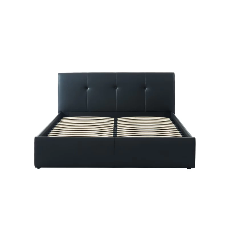 Lit Coffre SEGURO Simili Noir 140x190 Sommier Inclus 5 Lit Coffre SEGURO Simili Noir 140x190 Sommier Inclus – Image 5