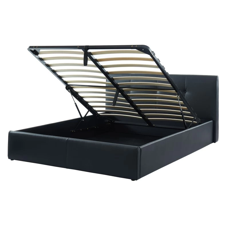 Lit Coffre SEGURO Simili Noir 140x190 Sommier Inclus 6 Lit Coffre SEGURO Simili Noir 140x190 Sommier Inclus – Image 6