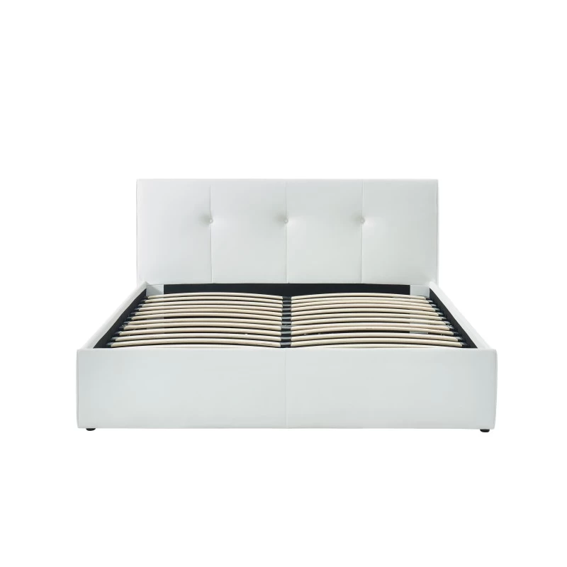 Lit Coffre SEGURO Simili Blanc Coffre 160x200 Sommier Inclus 5 Lit Coffre SEGURO Simili Blanc Coffre 160x200 Sommier Inclus – Image 5