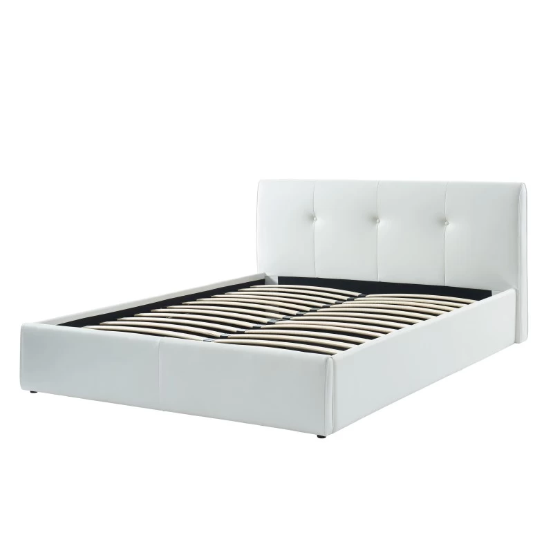 Lit Coffre SEGURO Simili Blanc Coffre 160x200 Sommier Inclus 7 Lit Coffre SEGURO Simili Blanc Coffre 160x200 Sommier Inclus – Image 7