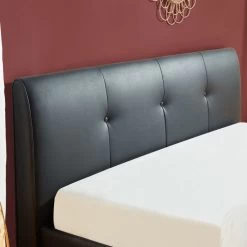 Lit Coffre SEGURO Simili Noir 160x200 Sommier Inclus -Meuble Déco Soldes seguro160no lit coffre noir 3