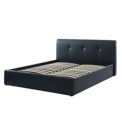 Lit Coffre SEGURO Simili Noir 160x200 Sommier Inclus -Meuble Déco Soldes seguro160no lit coffre noir 6