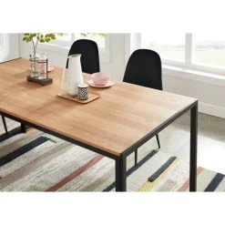 Table De Séjour SOHO Placage Bois Et Métal Noir 180cm -Meuble Déco Soldes soho table 180cm bois et metal 2