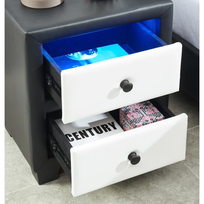 Table De Chevet SOLAR LED Noir Et Blanc L46cm 3 Table De Chevet SOLAR LED Noir Et Blanc L46cm – Image 3