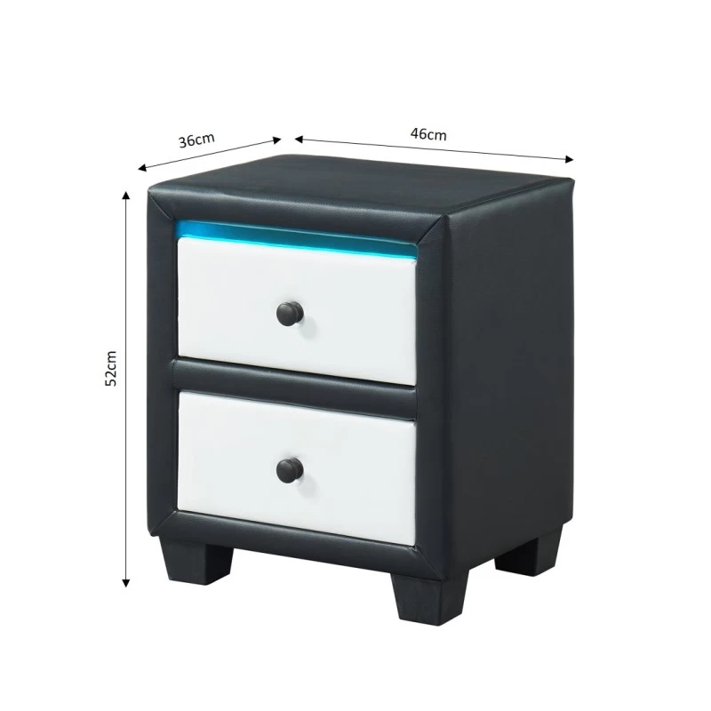 Table De Chevet SOLAR LED Noir Et Blanc L46cm 4 Table De Chevet SOLAR LED Noir Et Blanc L46cm – Image 4