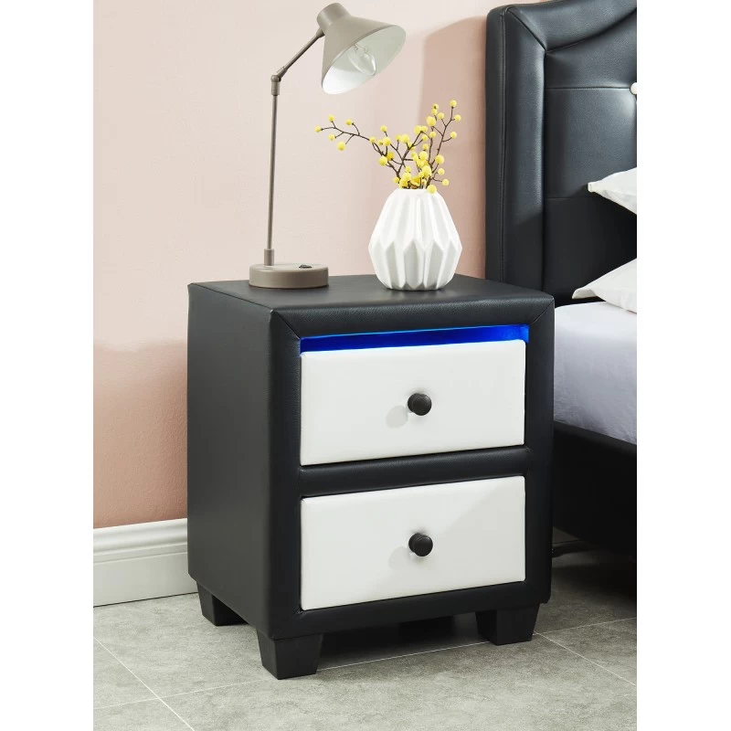 Table De Chevet SOLAR LED Noir Et Blanc L46cm 1 Table De Chevet SOLAR LED Noir Et Blanc L46cm