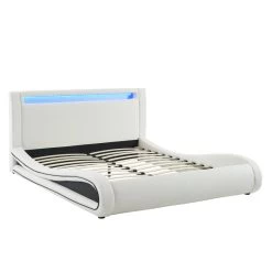 Lit SOLAR LED Blanc Et Noir 160x200cm -Meuble Déco Soldes solar lit 160 led blanc noir leds multicolores noir blanc 160x200cm 3