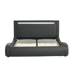 Lit SOLAR LED Gris Et Blanc 160x200cm -Meuble Déco Soldes solar lit 160 led gris blanc leds multicolores noir blanc 160x200cm 2