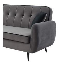 Canapé D'angle SWEETY Velours Gris Pieds Métal Noir 4 Places Et 2 Coussins -Meuble Déco Soldes sweetyanfxvvgr canape 3pl 3