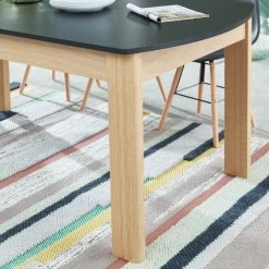 Table à Manger DAVIA Noir Et Effet Chêne 180cm -Meuble Déco Soldes table a manger davia noir et effet chene 180cm 2