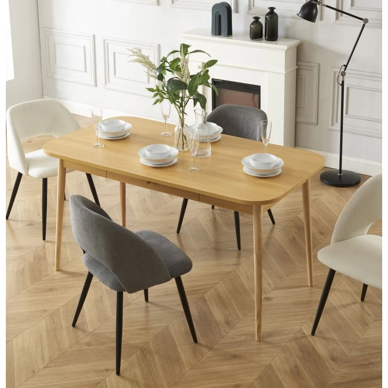 Table à Manger MACARON Effet Chêne Avec Tiroir 3 Table à Manger MACARON Effet Chêne Avec Tiroir – Image 3