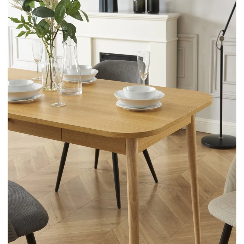 Table à Manger MACARON Effet Chêne Avec Tiroir 4 Table à Manger MACARON Effet Chêne Avec Tiroir – Image 4