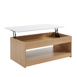 Table Basse AMOS Blanc Et Effet Chêne Plateau Revelable 13 Table Basse AMOS Blanc Et Effet Chêne Plateau Revelable -Meuble Déco Soldes table basse amos decor bois et blanc plateau relevable l110cm 5