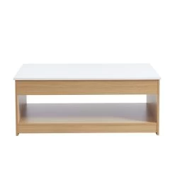 Table Basse AMOS Blanc Et Effet Chêne Plateau Revelable 14 Table Basse AMOS Blanc Et Effet Chêne Plateau Revelable -Meuble Déco Soldes table basse amos decor bois et blanc plateau relevable l110cm 6