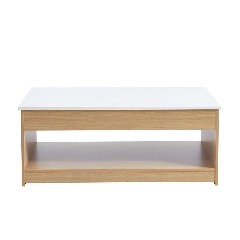 Table Basse AMOS Blanc Et Effet Chêne Plateau Revelable 7 Table Basse AMOS Blanc Et Effet Chêne Plateau Revelable – Image 7