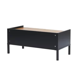 Table Basse ARCHI Noir Et Effet Bois 90cm -Meuble Déco Soldes table basse archi noir et bois 2 tiroirs l90cm 6