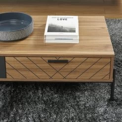 Table Basse GEOMA Effet Chêne Foncé Et Gris L115cm -Meuble Déco Soldes table basse geoma effet chene fonce et gris l115cm 3