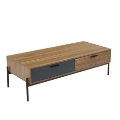 Table Basse GEOMA Effet Chêne Foncé Et Gris L115cm -Meuble Déco Soldes table basse geoma effet chene fonce et gris l115cm 4