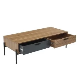 Table Basse GEOMA Effet Chêne Foncé Et Gris L115cm -Meuble Déco Soldes table basse geoma effet chene fonce et gris l115cm 5