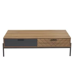 Table Basse GEOMA Effet Chêne Foncé Et Gris L115cm -Meuble Déco Soldes table basse geoma effet chene fonce et gris l115cm 6