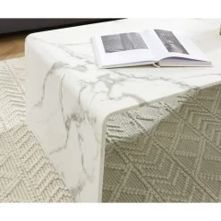 Table Basse GINZA Verre Courbé Effet Marbre 120cm -Meuble Déco Soldes table basse ginza verre courbe effet marbre 120cm 1