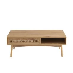 Table Basse INES Effet Chêne Et Cannage Rotin -Meuble Déco Soldes table basse ines effet chene et cannage rotin 3