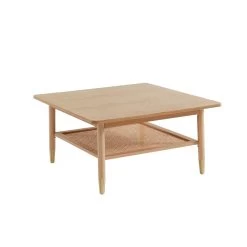 Table Basse LEON Chêne Et Cannage Rotin Carrée 80cm -Meuble Déco Soldes table basse leon bois et cannage naturel l80cm 4