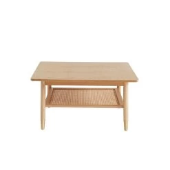 Table Basse LEON Chêne Et Cannage Rotin Carrée 80cm -Meuble Déco Soldes table basse leon bois et cannage naturel l80cm 5