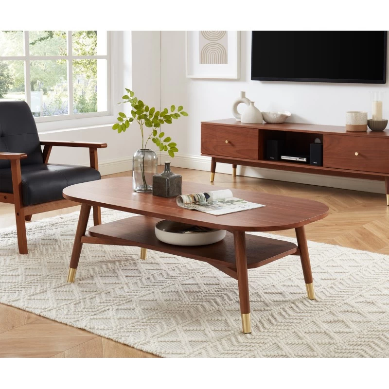 Table Basse MARCELLO Placage Noyer Double Plateau 120cm 1 Table Basse MARCELLO Placage Noyer Double Plateau 120cm