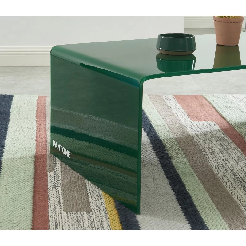 Table Basse PANTONE Verre Courbé Vert Olive 120cm 3 Table Basse PANTONE Verre Courbé Vert Olive 120cm – Image 3